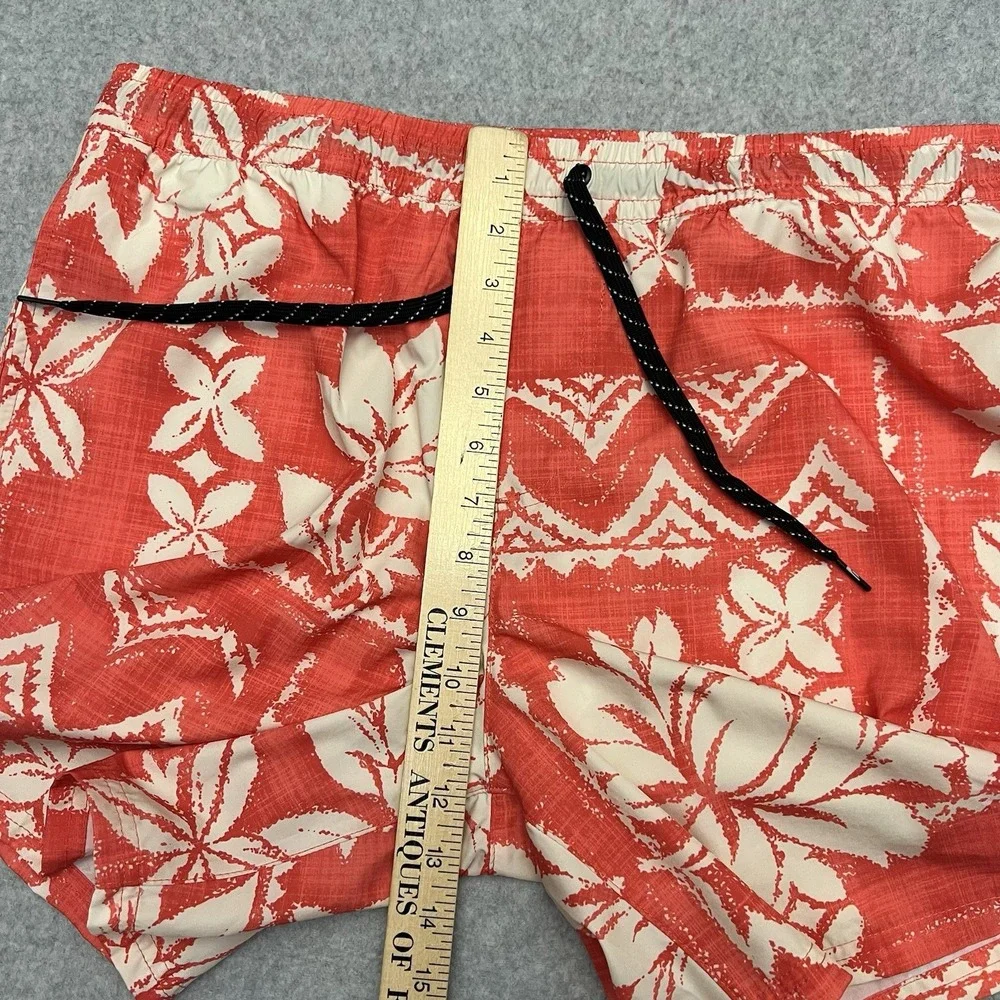 Quicksilver Swim Trucks Men Large Red AOP Geometric Floral Drawstring Surf Beach
